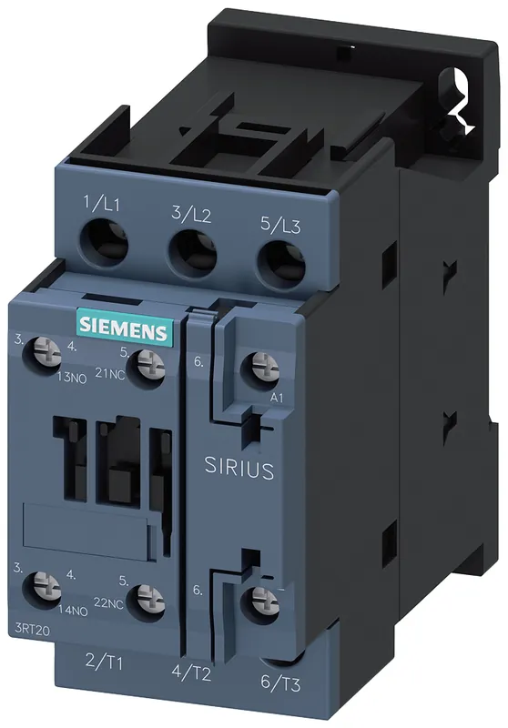 Siemens 3RT2026-1AC20 24 VAC 50/60 Hz 25 Amp 3-Pole 1NO 1NC Screw Terminal IEC Contactor