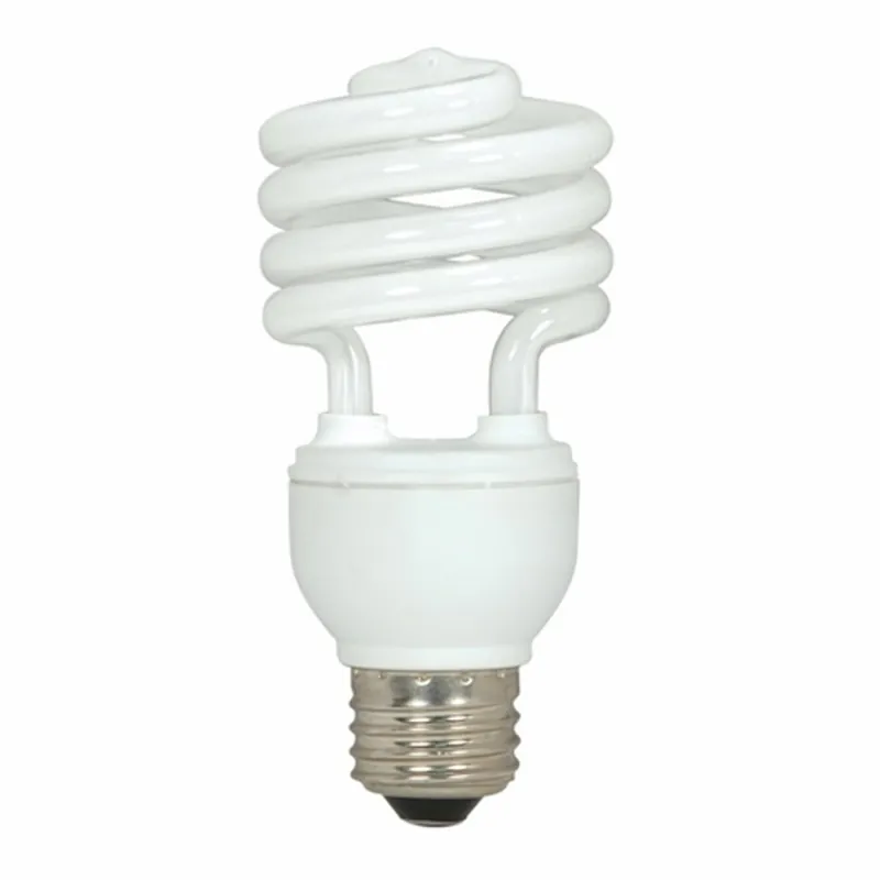 Satco S7224 Compact Fluorescent Spiral Lamp, 18W, 18T2/27, Medium Base, 12000 HR